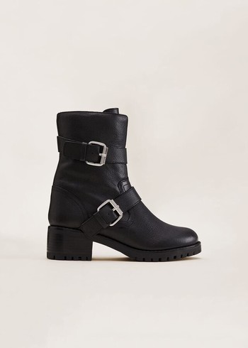 Phase Eight Alaska Leather Biker Boots Black Canada | WFQKZI-718